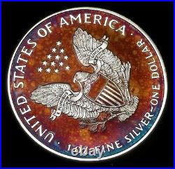 Silver American Eagle Coin Colorful Rainbow Toning #a869