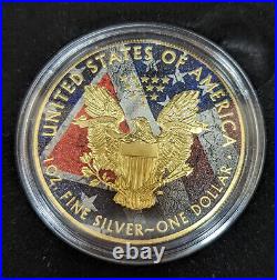 Silver American Eagle Gold Glided and Coloured