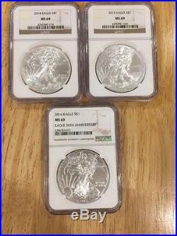 Silver American Eagle Set 1986 To 2016 31 Coins NGC MS69 HQ See Pic's