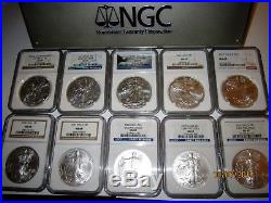 Silver American Eagle Set NGC (MS-69) 2 NGC Boxes 1986-2014 + Bonus