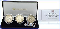 Silver Dollar Coin Collection Liberty Eagle Peace Dollar set of 3x D-P-SA BOXED