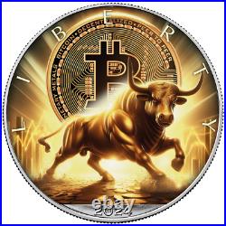 Silver Eagle Bull Silver Coin 2024 USA 1oz ST in Color Silver Eagle Bull Silver Coin 2024 USA 1oz ST in Color