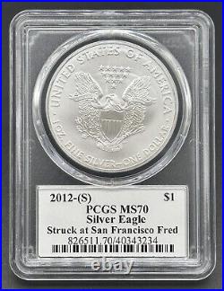 Silver eagle 2012-S $1 Graded MS70 Signed by Astronaut Fred Haise Limited to 29