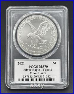 Silver eagle dollar 2021 $1 Graded 999 Type-2 PCGS MS70 Signed Edition Silver eagle dollar 2021 $1 Graded 999 Type-2 PCGS MS70 Signed Edition