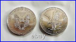 TWO AMERICAN EAGLES 1oz 2021 TYPE 1 & TYPE 2 SILVER BULLION COINS IN CAPSULE