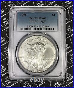 UK SELLER 1996 $1 1oz Silver Eagle T-1 PCGS MS69 Graded Silver Bullion Coin USA