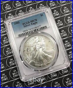 UK SELLER 2002 $1 Silver Eagle 1oz Dollar Type1 PCGS MS70 Graded Silver Coin USA
