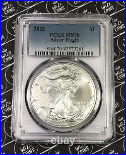 UK SELLER 2003 $1 1oz Silver Eagle T-1 PCGS MS70 Graded Silver Bullion Coin USA