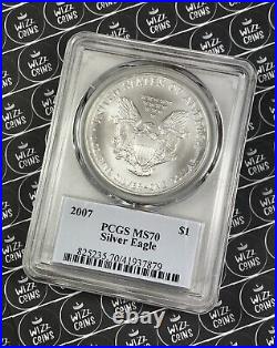 UK SELLER 2007 $1 1oz Silver Eagle Type-1 PCGS MS70 Graded Silver Coin Slab USA