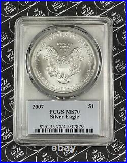 UK SELLER 2007 $1 1oz Silver Eagle Type-1 PCGS MS70 Graded Silver Coin Slab USA