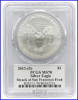 UK SELLER 2012-S $1 Silver Eagle 1oz Dollar Type-1 PCGS MS70 Graded Coin USA