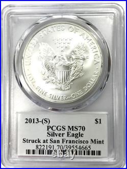 UK SELLER 2013-(S) $1 1oz Silver Eagle Dollar Type-1 PCGS MS70 Graded Coin USA