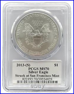UK SELLER 2013-(S) $1 1oz Silver Eagle Type-1 PCGS MS70 Graded Silver Coin USA