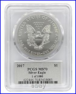 UK SELLER 2017 $1 1oz Silver Eagle Dollar T-1 PCGS MS70 Graded Bullion Coin USA