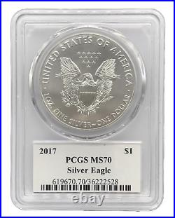 UK SELLER 2017 $1 Silver Eagle 1oz T1 PCGS MS70 Graded Bullion Coin Slab USA