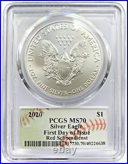 UK SELLER 2020 $1 1oz Silver Eagle Type-1 FDOI PCGS MS70 Graded Silver Coin