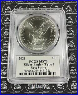 UK SELLER 2021 $1 1oz Silver Eagle Dollar Type-2 FS PCGS MS70 Graded Silver Coin