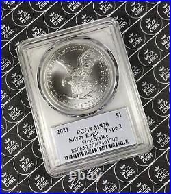 UK SELLER 2021 $1 1oz Silver Eagle Type-2 FS PCGS MS70 Graded Silver Coin USA
