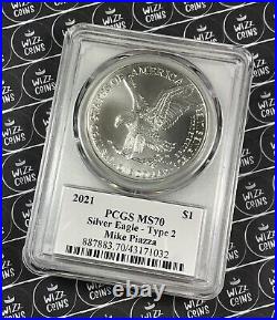 UK SELLER 2021 $1 1oz Silver Eagle Type-2 PCGS MS70 Graded Silver Bullion Coin