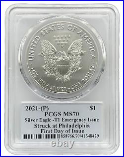 UK SELLER 2021-P $1 1oz Silver Eagle Type-1 PCGS MS70 Graded Silver Bullion Coin