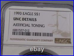 UNC TONED 1993 Silver American Eagle NGC UNC Details Artificial Toning. #16