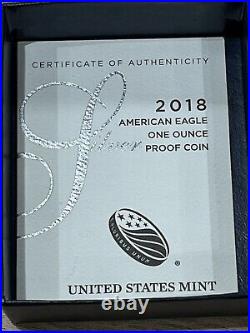 USA 1oz. 999 Silver Proof American Eagle $1 2018-W boxed with COA