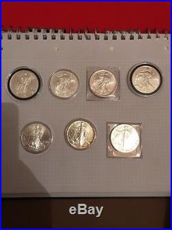 USA 1oz Silver Eagle Coins Job lot (7 Coins) Great Investment