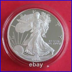 USA 2001 W ONE DOLLAR 1oz. 999 SILVER PROOF EAGLE