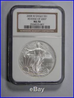USA 2008 Reverse 2007 Silver Eagle NGC MS 70