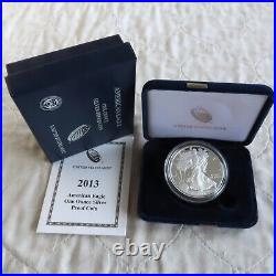 USA 2013 W ONE DOLLAR 1oz. 999 SILVER PROOF EAGLE complete