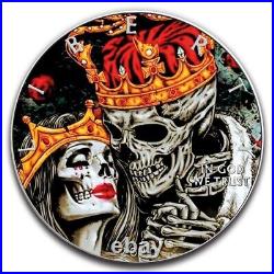 USA 2020 1oz American Silver Eagle Skull Kiss Colorized Coin