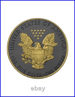 USA 2021 $1 Liberty American Eagle-Golden Ring 1 Oz Silver Coin