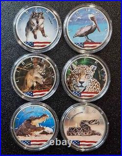 USA United States Silver Eagle Dollar 2022 Colorized American Wildlife Full Set