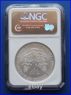 U. S. 2008 W SILVER EAGLE Reverse of 2007 (NGC MS70)