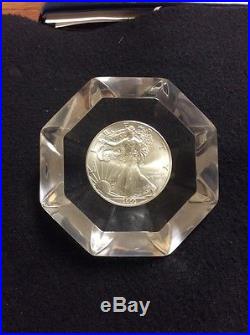 U. S. Mint Year 2000 Silver Eagle Dealer Paperweight. RARE DEALER ONLY ITEM