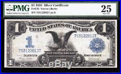 VERY NICE Bold & Crisp VF 1899 $1 BLACK EAGLE Silver Cert! PMG 25! T53122812T