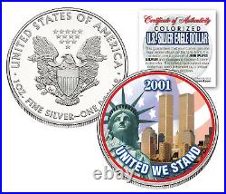 WORLD TRADE CENTER 9/11 American Silver Eagle Dollar 1 OZ Color Coin Design
